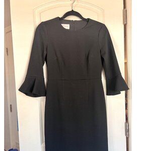 Donna Morgan Women’s Ruffle Cuff Sheath Dress 3/4 Sleeve Black‎ Sz. 2 US